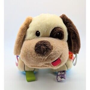 Taggies Plush Yellow Beige Dog Rattle Stuffed Animal Baby Toy 10"